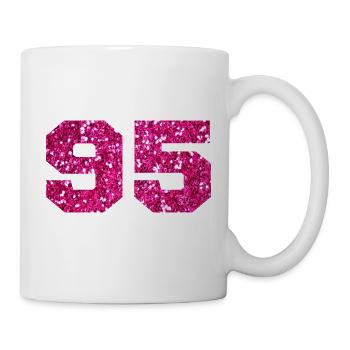 Number 95 Pink Glitter - 95th Birthday - Mug - white - Right