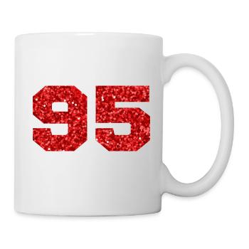 Number 95 Red Glitter - 95th Anniversary - Mug - white - Right