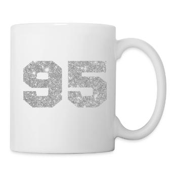 Number 95 Silver Glitter - 95th Anniversary - Mug - white - Right
