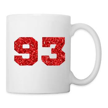 Number 93 Red Glitter - 93rd Birthday - Mug - white - Right