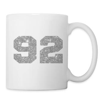 Number 92 Silver Glitter - 92nd Birthday - Mug - white - Right