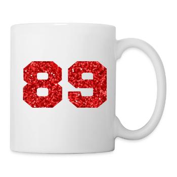 Number 89 Red Glitter - 89th Birthday - Mug - white - Right