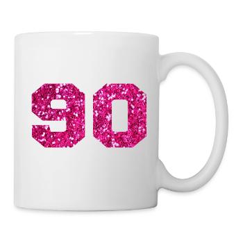 Nummer 90 Pink Glitter - 90. Geburtstag - Tasse - Weiß - Rechts