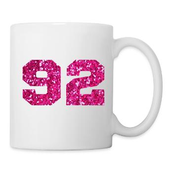 Numéro 92 paillettes rose - 92e anniversaire - Mug blanc - blanc - Droite
