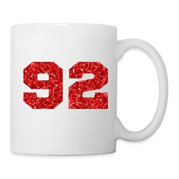 Number 92 Red Glitter - 92nd Birthday - Mug - white - Right