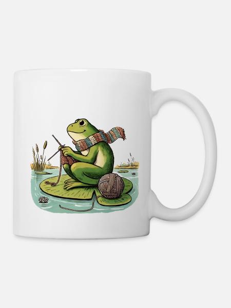Strickfrosch - Tasse - Weiß