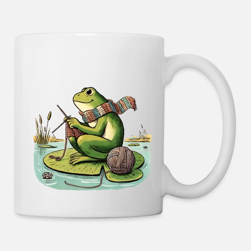Strickfrosch - Tasse - Weiß