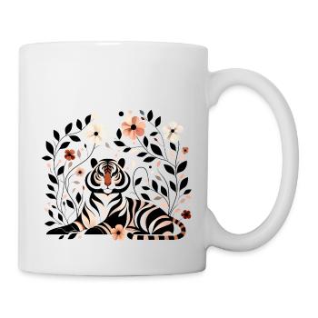 Floraler Tiger - Tasse - Weiß - Rechts