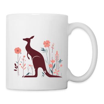 Florales Känguru - Tasse - Weiß - Rechts