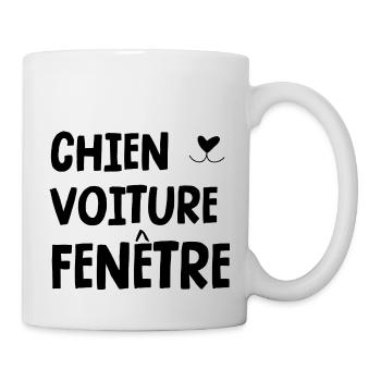 chien voiture fenêtre - Mug blanc - blanc - Droite