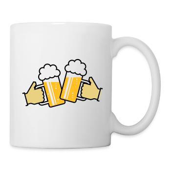 Maßkrüge Stoßen An Mit Hand! (Bier / Bierkrüge 3C) - Tasse - Weiß - Rechts