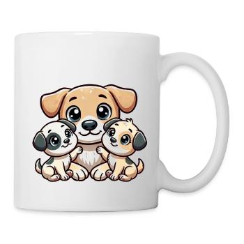 Parent chien aimant avec deux enfants mignons - Mug blanc - blanc - Droite