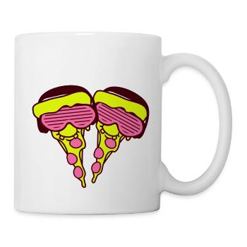 2 Pizza Slice Salami DJ Face Drôle Musique de fête - Mug blanc - blanc - Droite