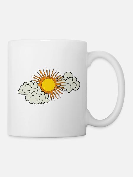 Sonne Wolken Retrostyle - Tasse - Weiß