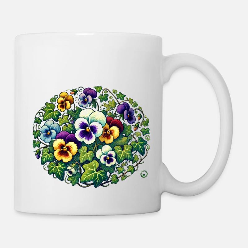 Stiefmütterchen - Tasse - Weiß