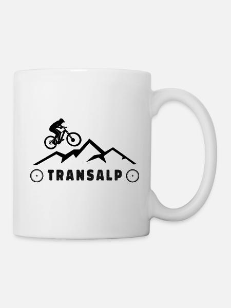 Transalp Alpenüberquerung mit Fahrrad - Tasse - Weiß