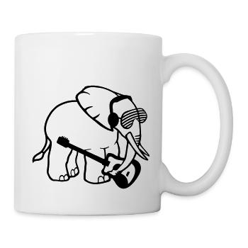 Elefant Spielt Gitarre Musik Party Band Gitarrist - Tasse - Weiß - Rechts