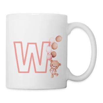 Lettre w rose ours - Mug blanc - blanc - Droite