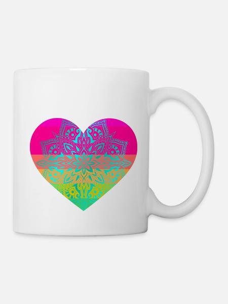 Coeur Coeur Mandala - Mug blanc - blanc