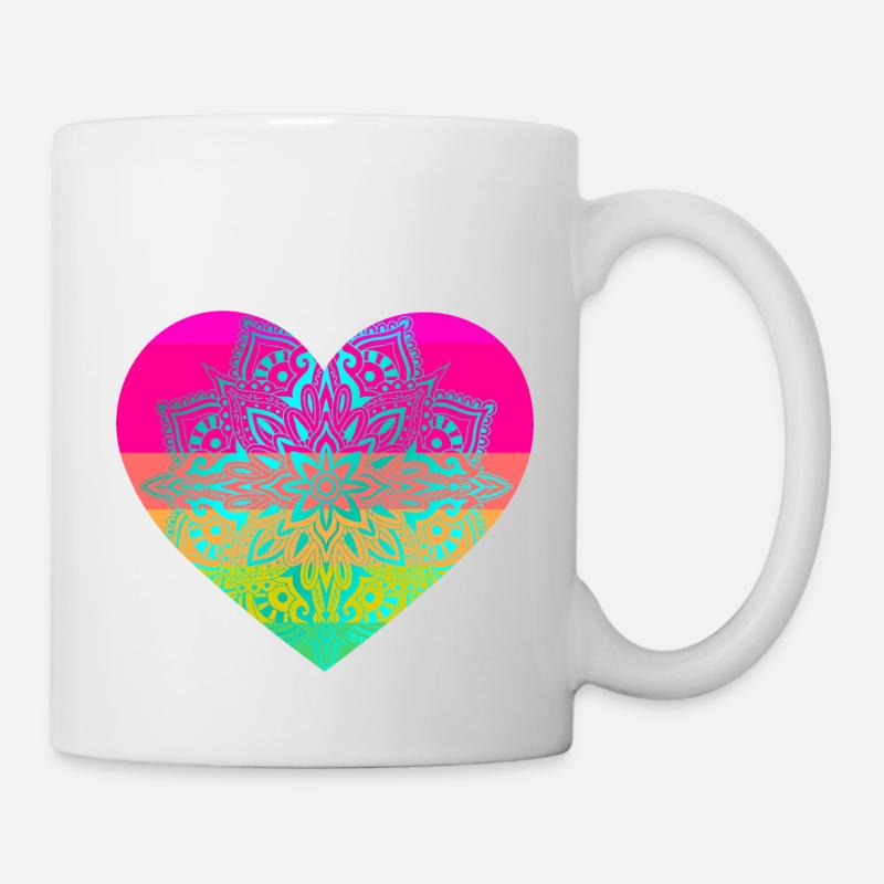 Coeur Coeur Mandala - Mug blanc - blanc