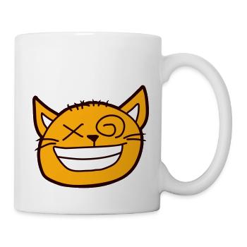 Insane Cat Squints Funny Crazy Grimace - Mug - white - Right