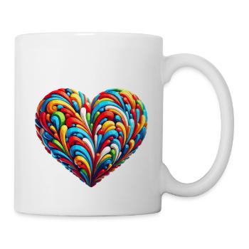 Buntes Regenbogen Herz - Tasse - Weiß - Rechts
