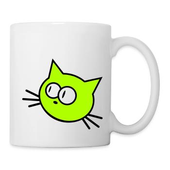 Neugierige Katze Guckt Lustig Ulkig Albern Komisch - Tasse - Weiß - Rechts