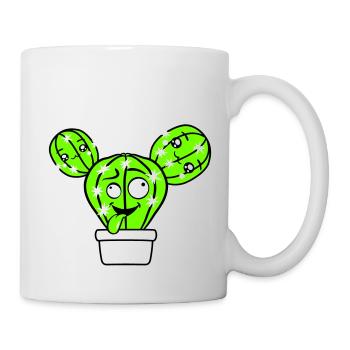 Kaktus Kakteen Gesicht Stachelig Lustig Grimasse - Tasse - Weiß - Rechts