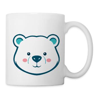 Cute Cartoon Teddy Bear - Blue & White Design - Mug - white - Right