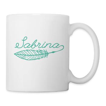 Sabrina Name Federschrift - Tasse - Weiß - Rechts