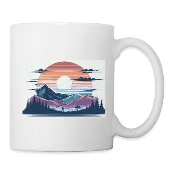 Sonnenuntergang in den Bergen - Tasse - Weiß - Rechts