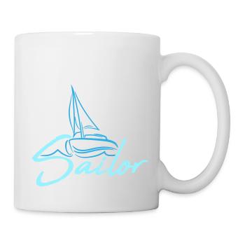 Sailor Text Logo Segel Crew Fun Schiff Boot Symbol - Tasse - Weiß - Rechts