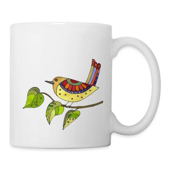Bunter Vogel - Tasse - Weiß - Rechts
