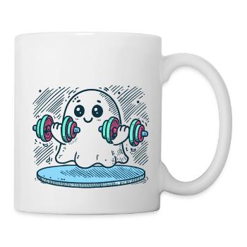 Fitness-Geist mit Hanteln - Tasse - Weiß - Rechts