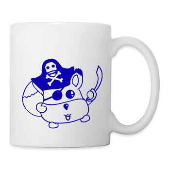 Kleiner Süßer Kapitän Fuchs Pirat Tier Augenklappe - Tasse - Weiß - Rechts
