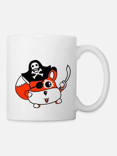 Kleiner Süßer Kapitän Fuchs Pirat Tier Augenklappe - Tasse - Weiß