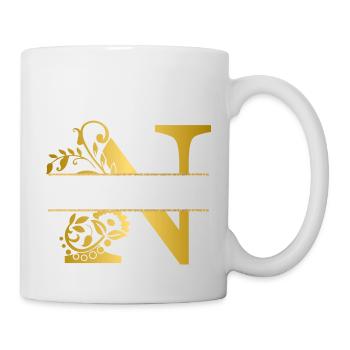 Lettre n personnalisée doré floral - idée cadeau - Mug blanc - blanc - Droite
