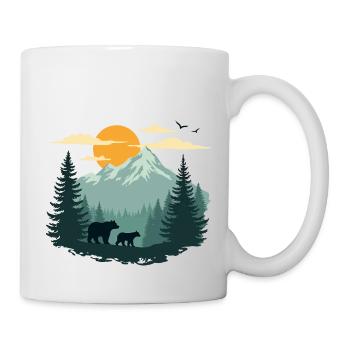Paysage forestier et ours - Mug blanc - blanc - Droite