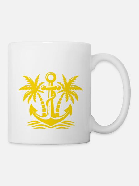 Anker mit Palmen Logo - Tasse - Weiß
