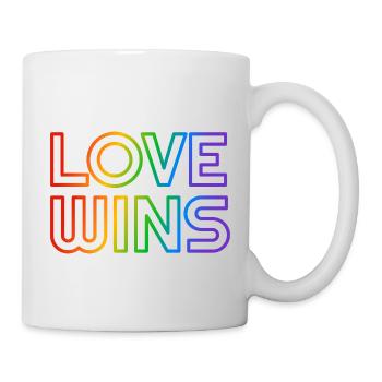 Love Wins arc-en-ciel LGBTQ gay pride slogan - Mug blanc - blanc - Droite
