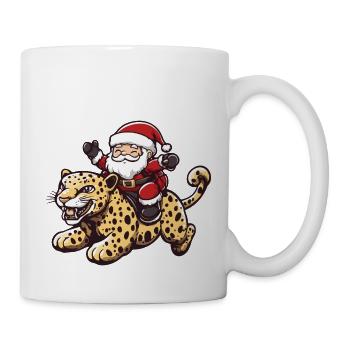 Dessin animé du Père Noël léopard - Mug blanc - blanc - Droite