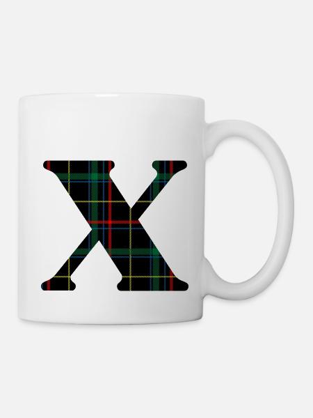 Monogramm x Schottischer Tartan - Tasse - Weiß
