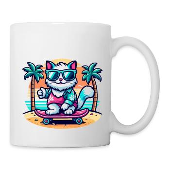 Cat on a Skateboard on the Beach - Mug - white - Right