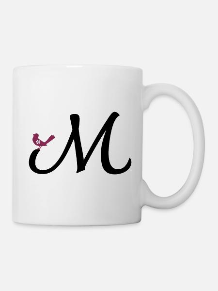 Lettre M avec oiseau - Mug blanc - blanc