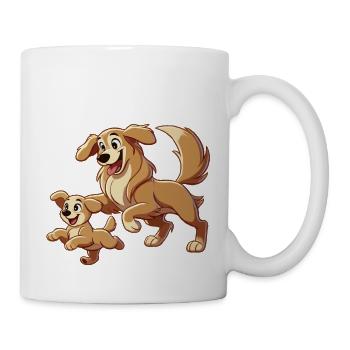 Golden retriever mother and child frolicking - Mug - white - Right