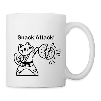 Karate Cat punching a cookie - Snack Attack Design - Mug - white - Right