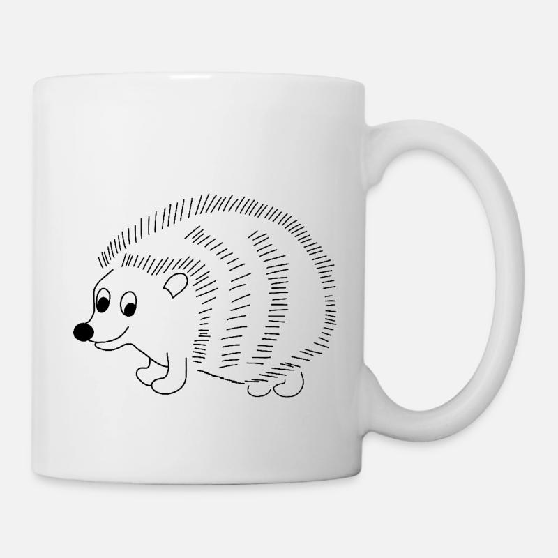 Hedgehog - graphic in black and white - Mug - white