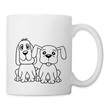 2 chiens équipe assis deux amis équipage heureux - Mug blanc - blanc - Droite