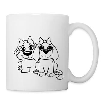 2 Équipe de chiens Deux amis Petites amies Couple Équipage - Mug blanc - blanc - Droite
