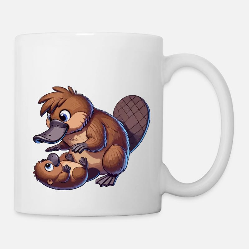 Schnabeltier spielt mit Kind - Tasse - Weiß